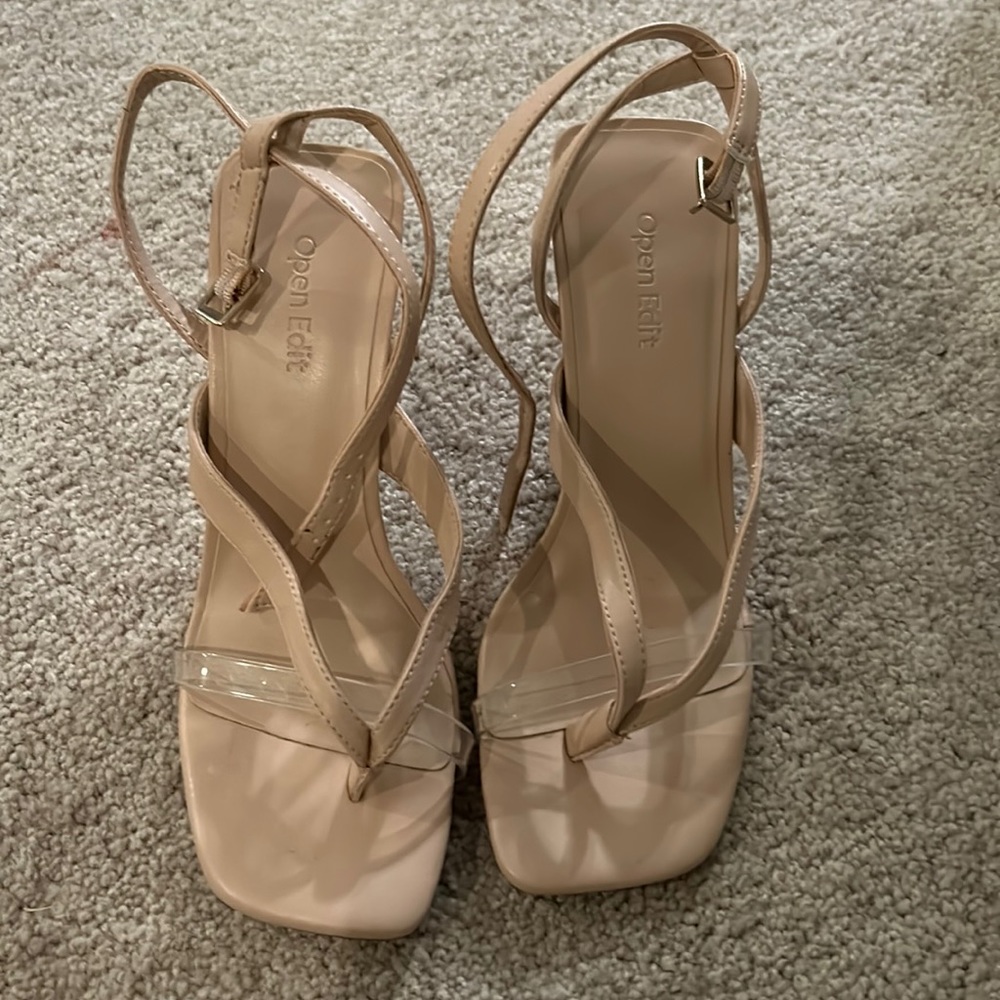 Strappy nude heels